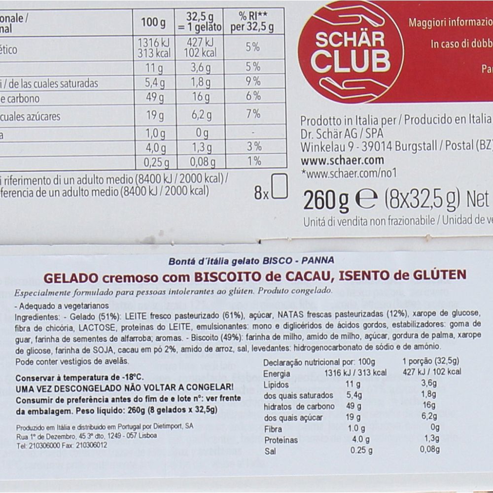  - Schär Gluten Free Cream Biscuit Ice Creams 8 pc 260g (2)