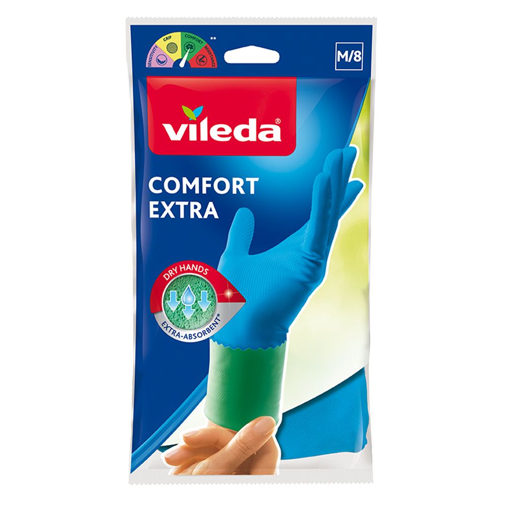  - Vileda Extra Comfort Rubber Gloves Medium pc (1)