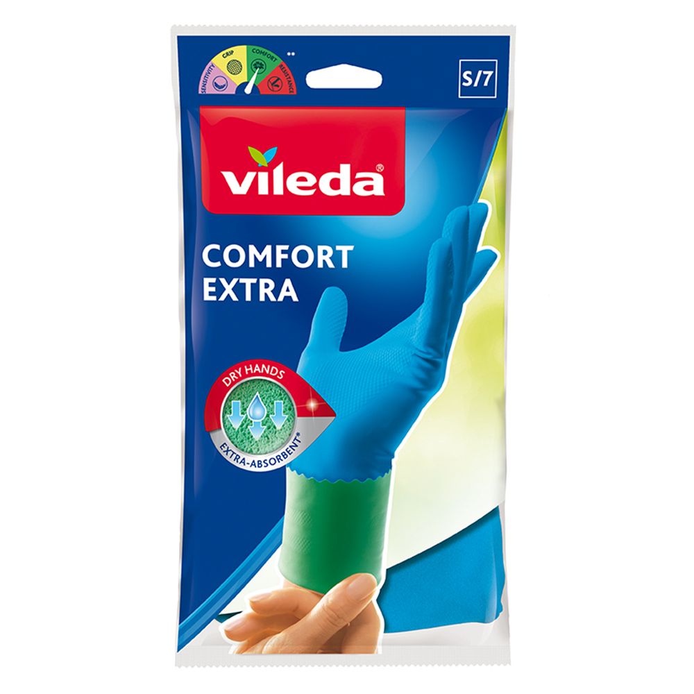  - Vileda Extra Comfort Rubber Gloves S 10 pc (1)