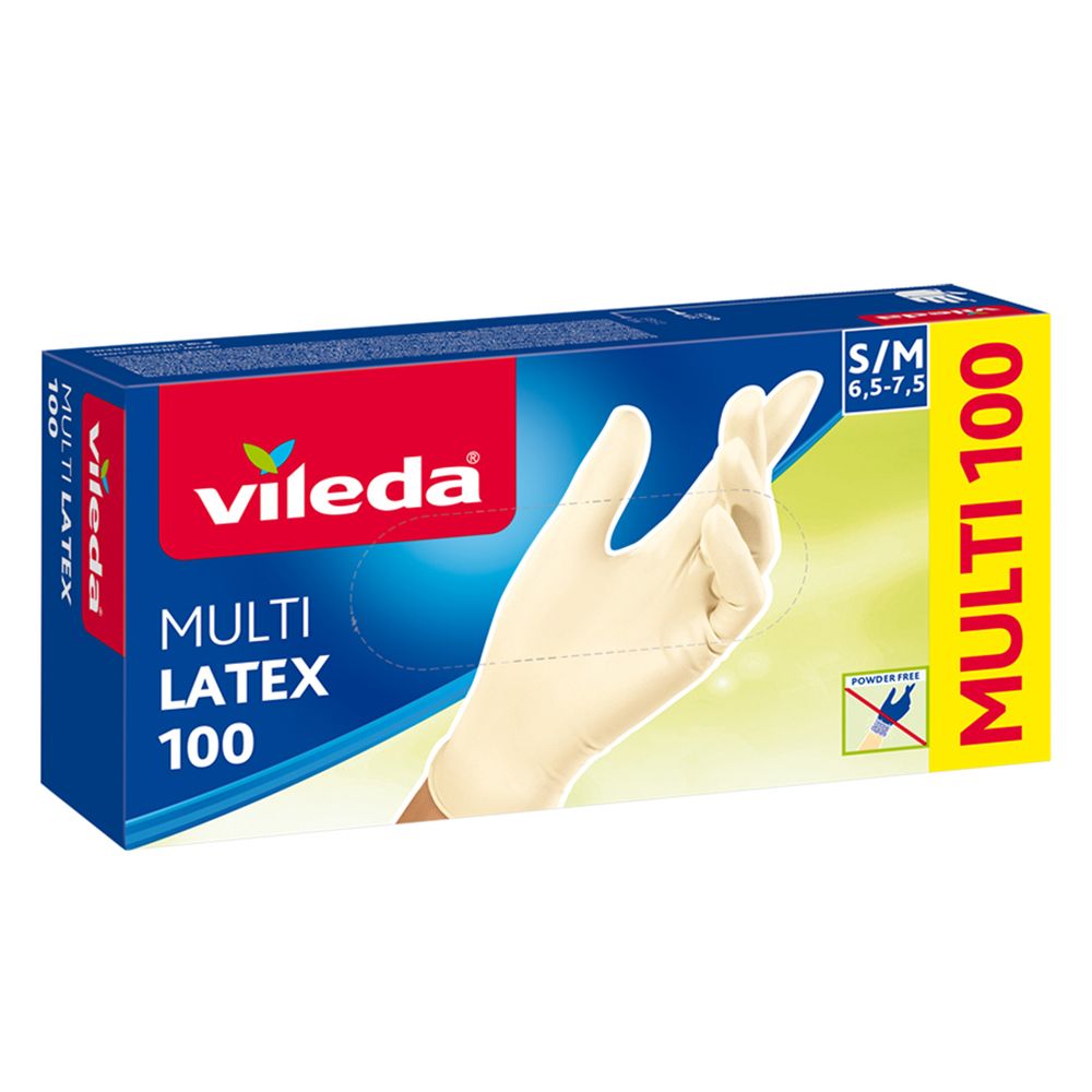 - Vileda Multi Latex Rubber Gloves S/M 100 pc (1)