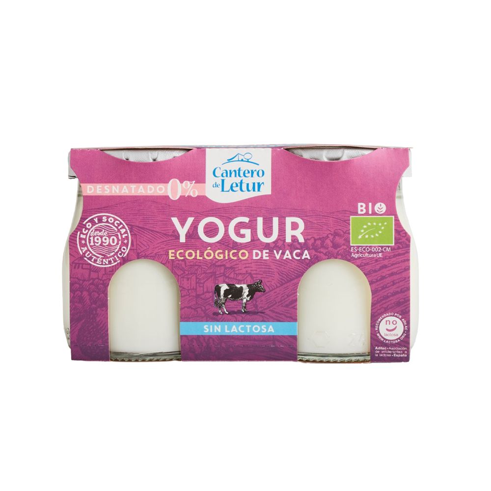  - El Cantero De Letur Organic Lactose Free Skimmed Natural Yoghurt 2 x 125g (1)