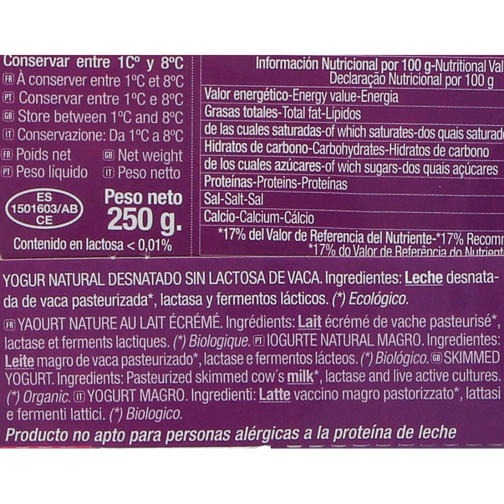  - El Cantero De Letur Organic Lactose Free Skimmed Natural Yoghurt 2 x 125g (3)