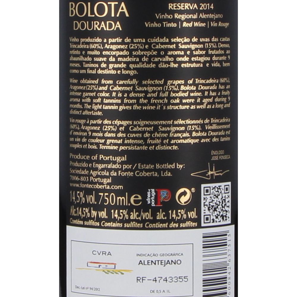  - Bolota Dourada Reserva Red Wine 2015 75cl (2)