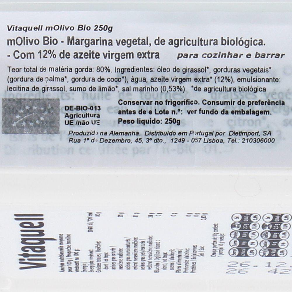  - Creme Vegetal Vitaquell Azeite Bio 250g (3)