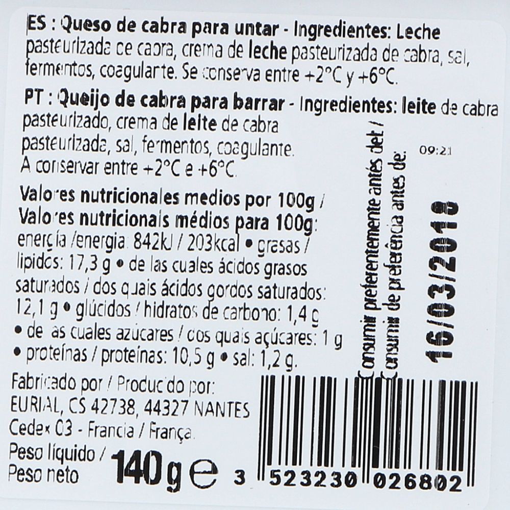  - Queijo Soignon Cabra Natural p/ Barrar 140g (2)