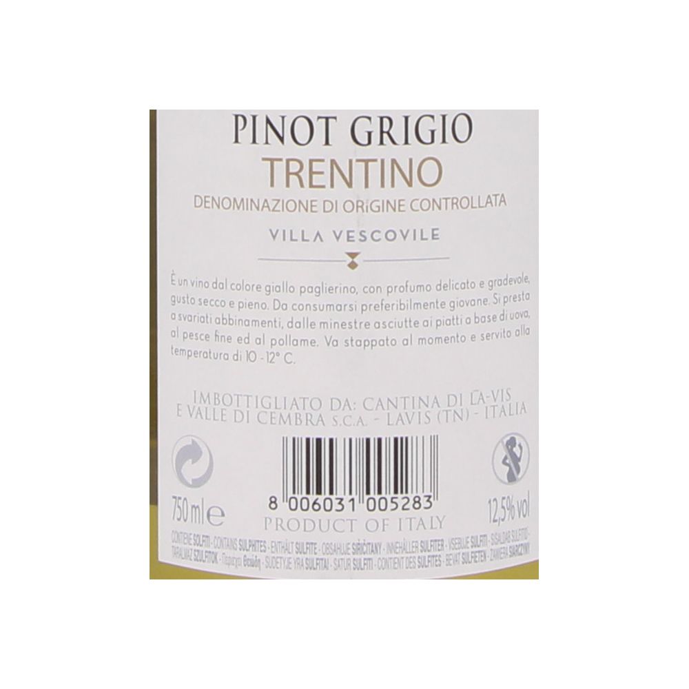  - Vinho Villa Vescovile Pinot Grigio Branco 16 75cl (2)