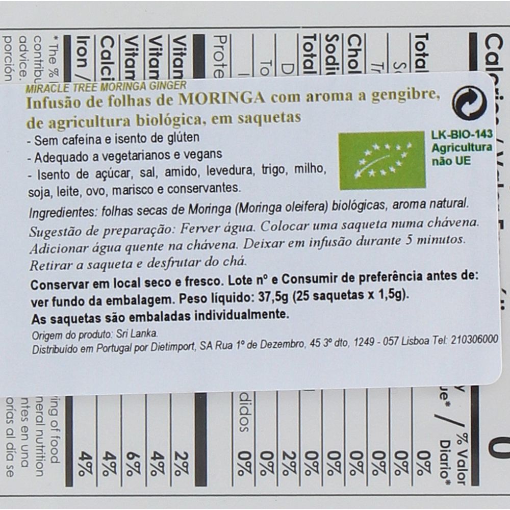  - Chá Miracle Tree Gengibre Biológico 25 Saquetas = 42g (2)