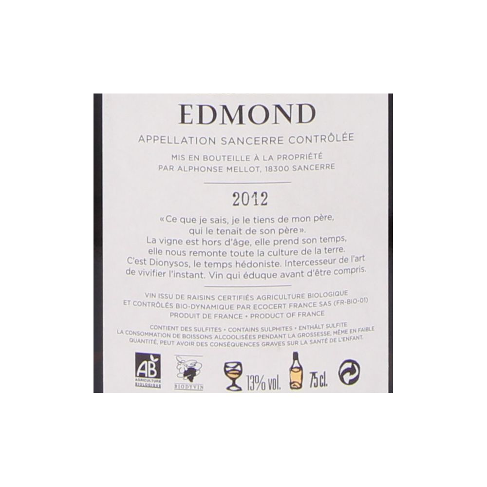  - Edmond Sancerre Alphone Mellot White Wine 2016 75cl (2)