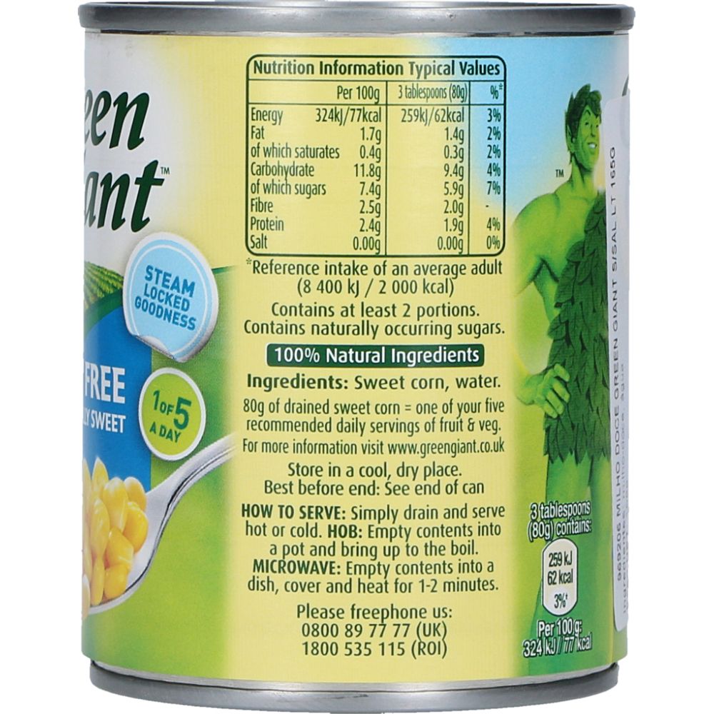  - Green Giant Tinned Sweet Corn No Added Salt 165g (2)