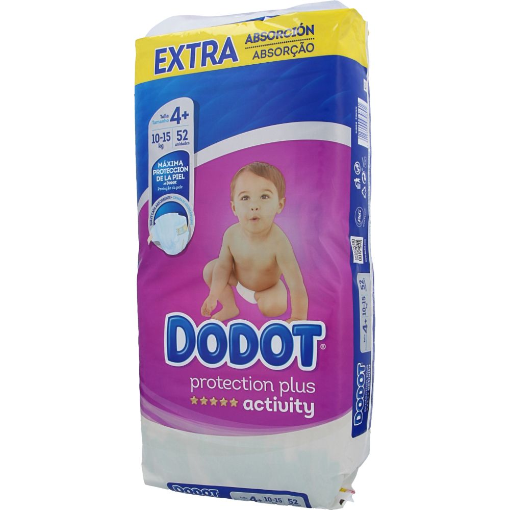 Dodot Active Extra Nappies Size 4 10-15 Kg 52 pc - Wipes