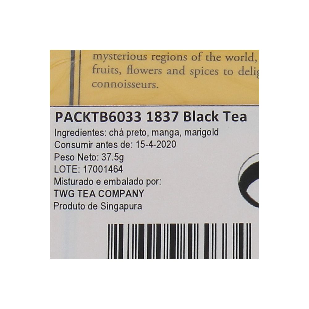  - Chá TWG 1837 Black 15 Saquetas = 37.5 g (2)