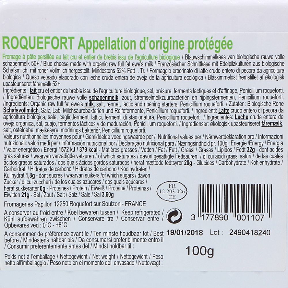  - Queijo Roquefort Papillon Bio 100g (2)