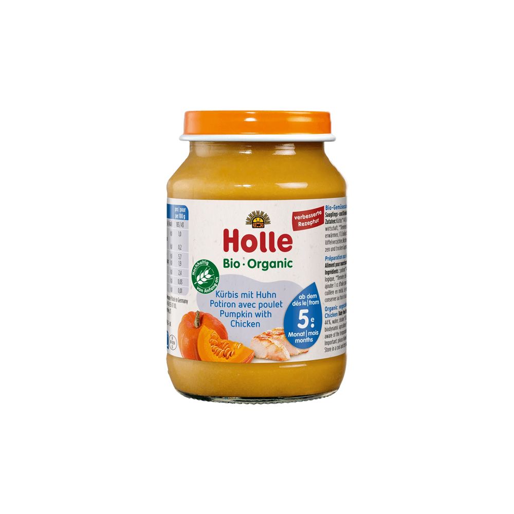  - Holle Organic Pumpkin with Chicken 4 Months Baby Food 190g (1)