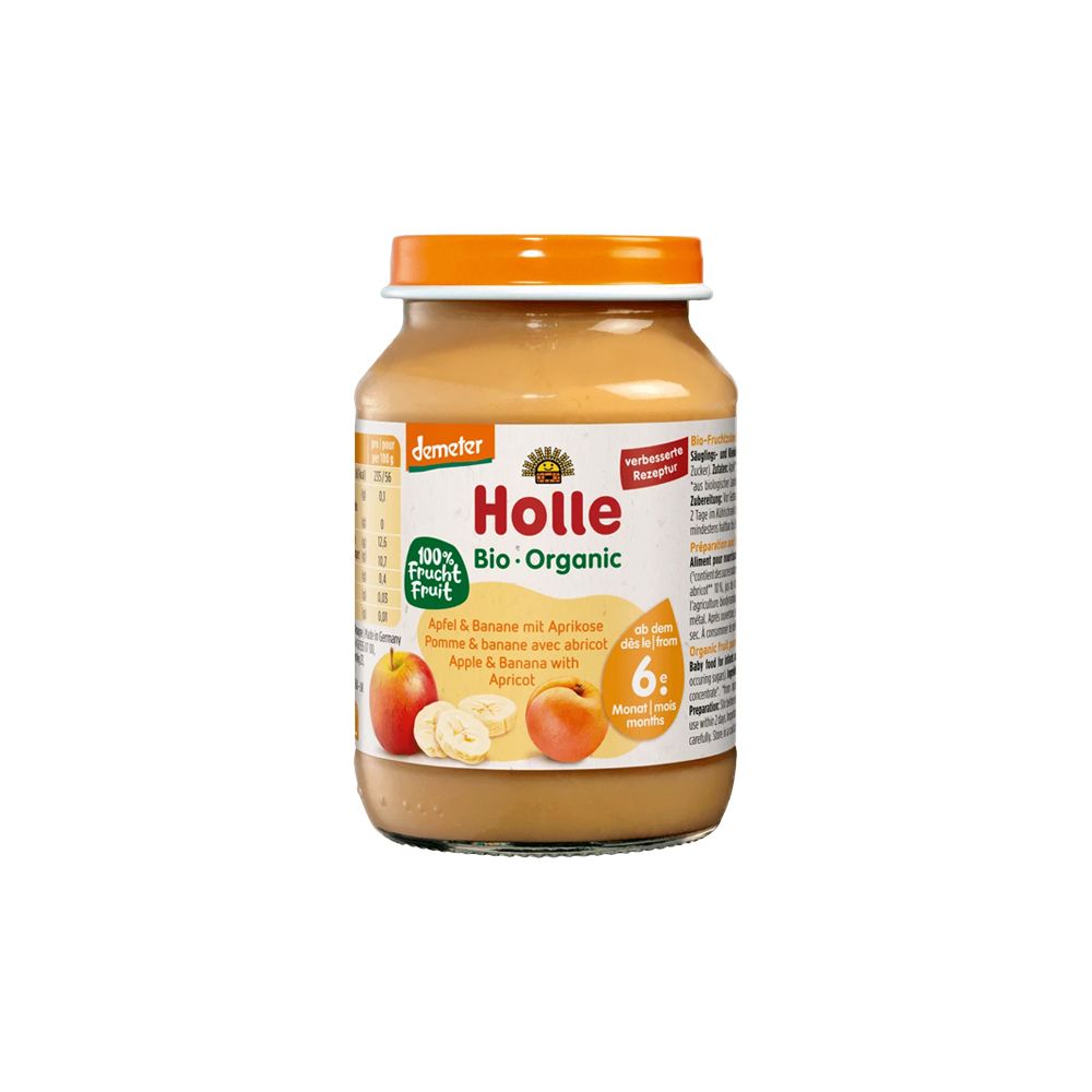  - Holle Organic Apple, Banana & Apricot Compote 6M 190g (1)