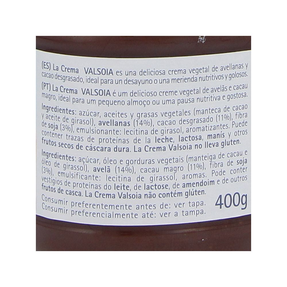  - Valsoia Soy Based Hazelnut / Cocoa Spread 400g (2)