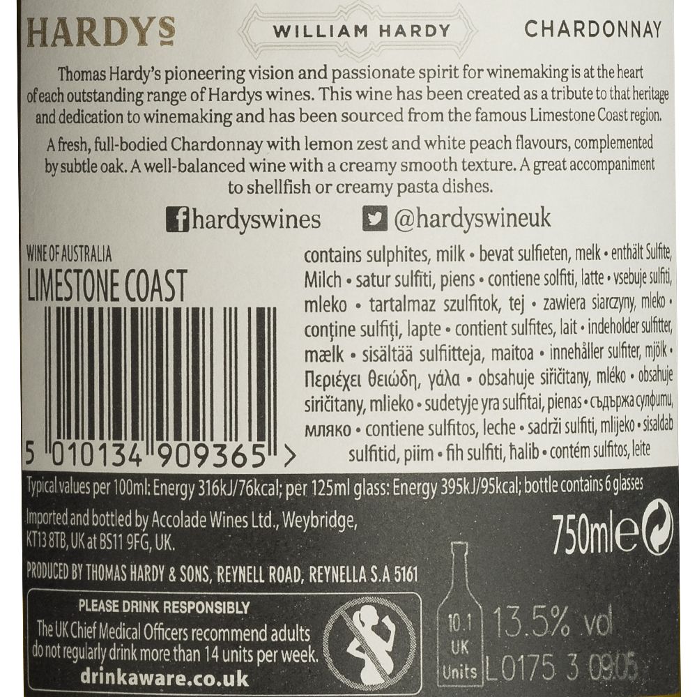  - Hardy`s William Hardy Chardonnay White Wine 2018 75cl (2)
