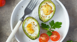 Oven-baked avocado with eggs