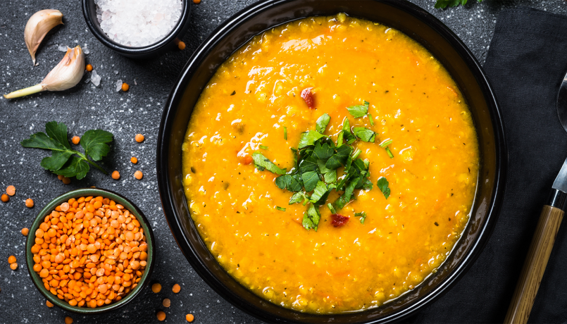 Red lentil and butternut squash soup