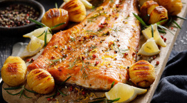 Roasted Salmon with hasselback potatoes